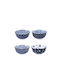 Ibili Amonia Serving Bowl Round Porcelain Blue with Diameter 11.5cm 4 Pieces