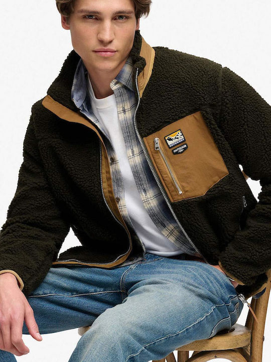 Superdry Fleece Ζακέτα Olive/deep Brown