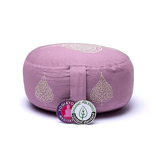 Pernă De Meditație Meditation Cushion Liliac Frunză Bodhi Bumbac Organic 33x17cm