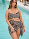 Bikini Set 3 Pieces with Light Padding Animal Print Leopard