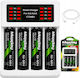Verk Group Maxday USB Φορτιστής 4 Μπαταριών Ni-Cd/Ni-MH Μεγέθους AA/AAA Σετ με 4 AA 4800mAh σε Λευκό χρώμα
