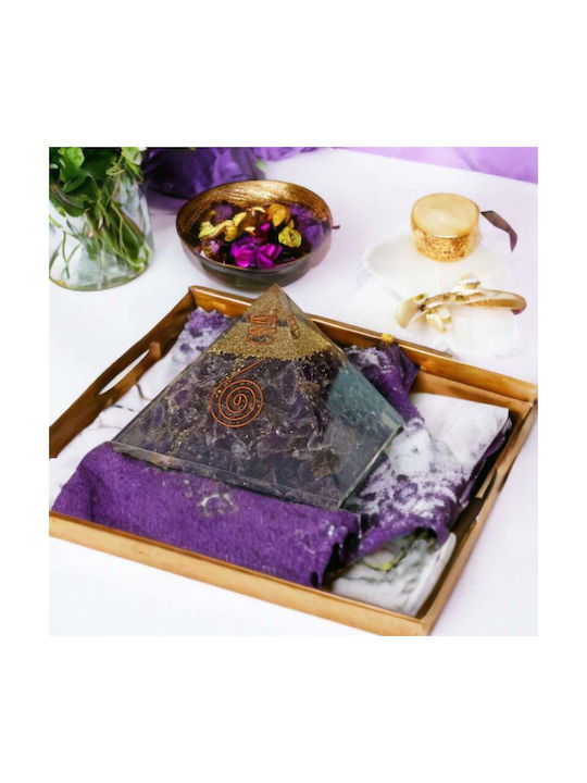 Arya Amethyst Crystal Orgone Pyramid Copper Spiral Quartz Tip