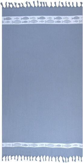 Aquablue Πετσέτα Θαλάσσης Γκρι με Κρόσσια 160x86εκ.