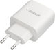 Veger Зарядно устройство с USB-A и USB-C порт и USB-C - USB-C кабел 65W Power Delivery / Quick Charge 3.0 Бял (TR67)