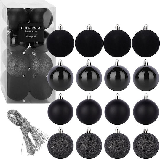 Set 16 Schwarze Kugel Ornament