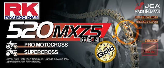 RK 520MXZ5 KXZ 120L Gold Motorcycle Chain for Motocross Racing
