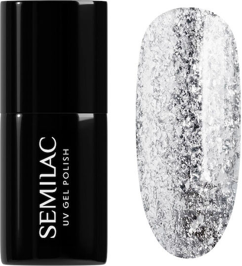 Semilac Полутраен лак за нокти 292 Silver Shimmer с Брокат 7 мл