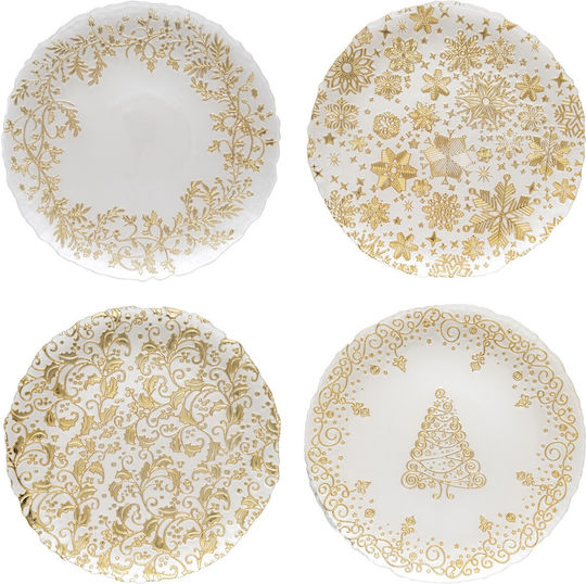 Easylife Gold Christmas Glass Plate 33cm (Miscellaneous Designs/Colors)