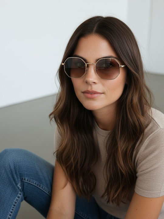 Max Air Women’s Sunglasses With Brown Metallic Frame And Gradient Lens SA014