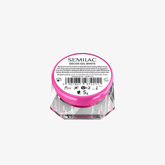 Semilac Gel Νυχιών Decor Gel White 5gr