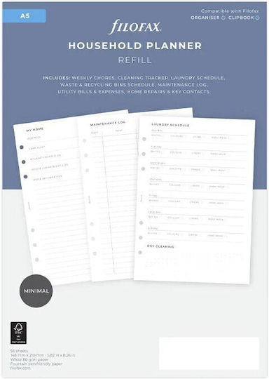 Filofax Резервен пълнител A5 Органайзер Домашен Планиращ 132926 5059145530267