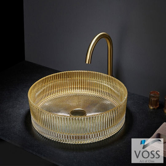 Voss Επικαθήμενος Νιπτήρας Πορσελάνης 40x40x12cm Χρυσός