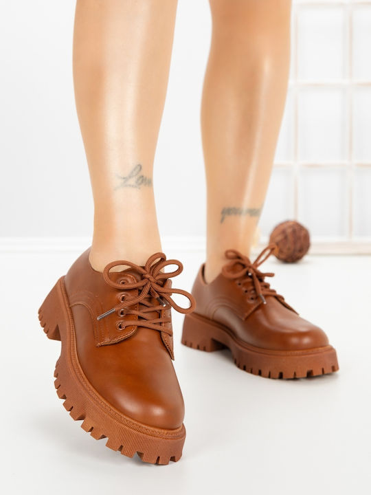 Leder Damen Oxfords in Braun Farbe