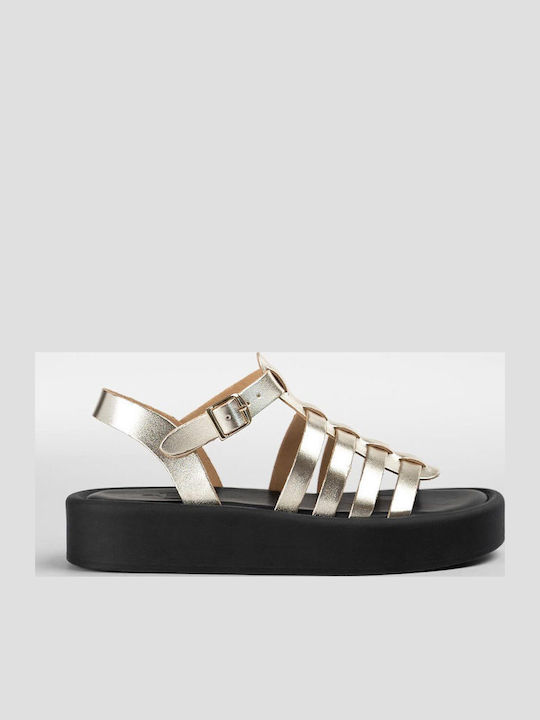 Women's Flat Sandals Gladiator Flatforms Gold