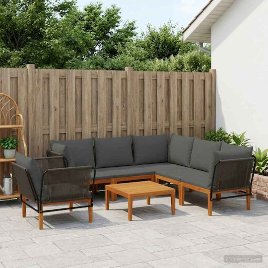 Garten- und Outdoor-Möbelsets 7 Stück Grau mit Kissen