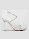 Leather Sandals with Strass Silver