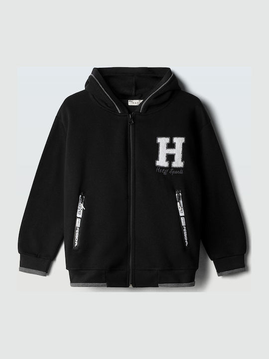 Hashtag Cardigan pentru copii din bumbac cu glugă Negru