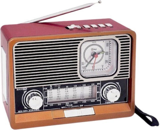 Retro Portable Rechargeable Radio with Bluetooth and USB Red