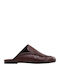 Pantofi Mules Dama De Piele Flat În Culoare Burgundy