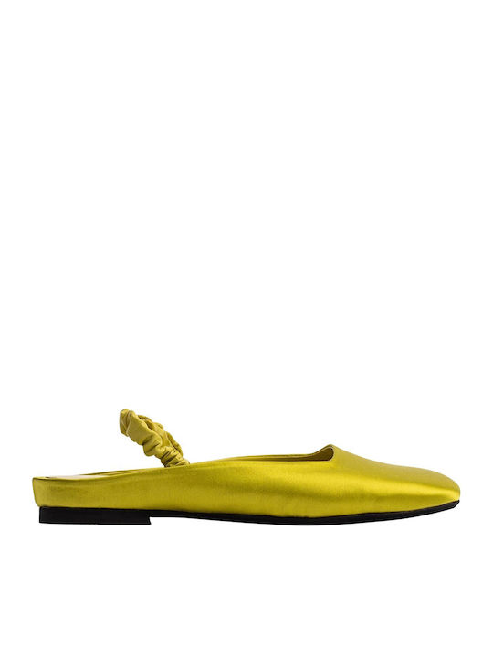 Poeve Satin Damen Pantoletten Gelbe