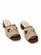Leather Mules with Heel in Brown Colour