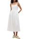 Summer Maxi Slip Dress Knitted White