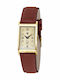 Lip Watches Damenuhr Batterie mit Braun Lederarmband