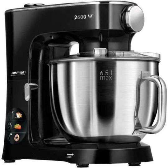 MPM Robot De Bucătărie 2600W Cu Bol Din Inox 6.5lt Negru
