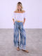 Celestino Pantaloni Largi Imprime Cu Curea Detașabilă Loose Fit Albastru Raf