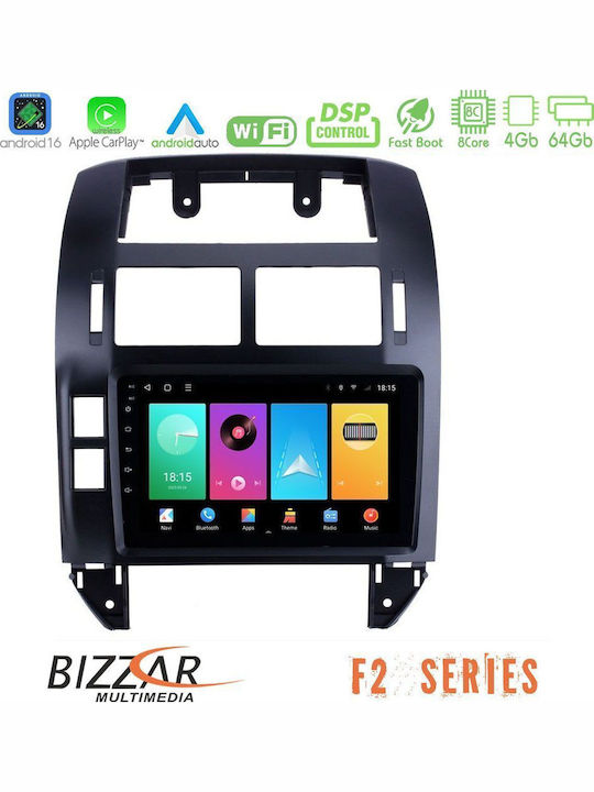 Bizzar Car Audio System for Volkswagen Polo 2002-2009 Bluetooth USB WiFi GPS Apple CarPlay Android Auto with 9" Touch Screen
