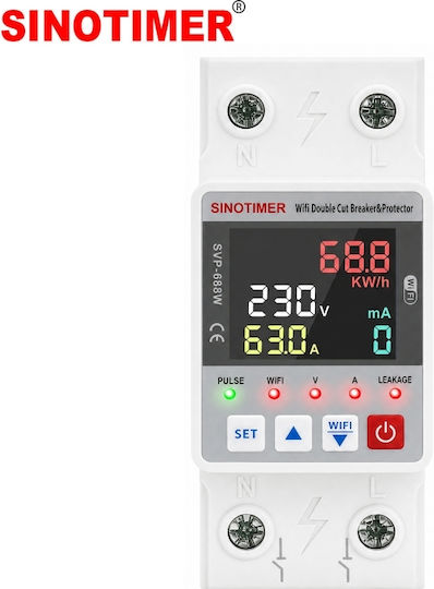 Sinotimer Digital Strommessgerät Elektrische Messgeräte Schiene Einphasig Wi-Fi Tuya