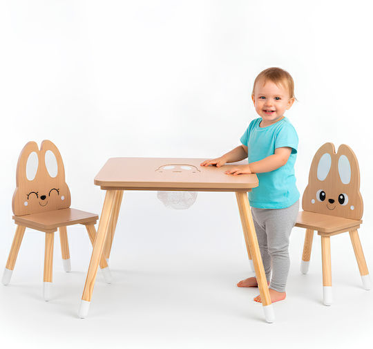 Set Kinder Tische mit Stühlen für Malerei aus Hölzernes Beige Mamabrum