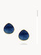 Silver Gold Plated Stud Earrings with Blue Stones