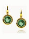 Dangle Earrings Made of Gold Plated Silver with Green Stones