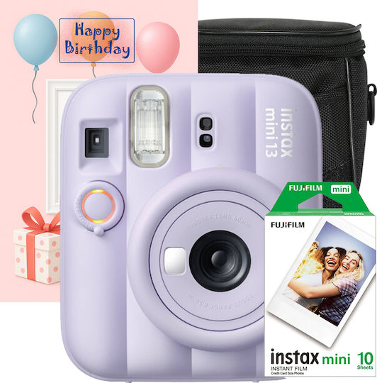 Fujifilm Instax Mini 13 Instant Φωτογραφική Μηχανή + Προστατευτική Θήκη, Φιλμ 1x10 και Ευχετήρια Κάρτα Dreamy Purple