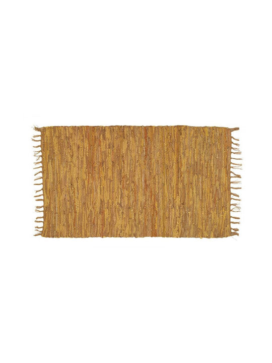 Sidirela Rectangular Leather Rug with Fringes Light Brown 50x80cm