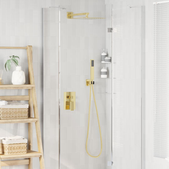 vidaXL Built-in Mixer, Phone & Shower Head Set for Shower Gold vidaXL Built-in Mixer, Phone & Shower Head Set for Shower Gold
