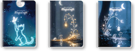 Black & White Spiral Ruled Notebook B5 30 Paper Sheets 2 Subjects (Miscellaneous Designs)