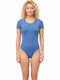Damen-Bodysuit Kurzes Ärmel Blau 1110mpl