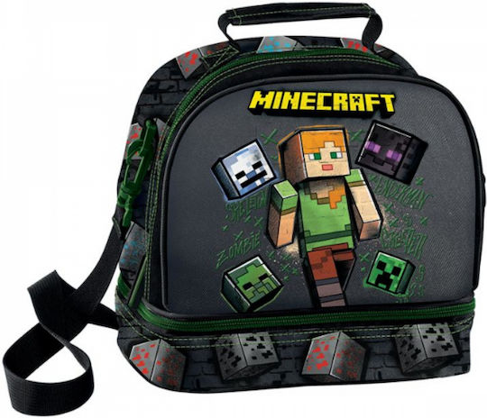 Graffiti School Insulated Lunch Bag 5 Litre Black Minecraft 20x16x22cm