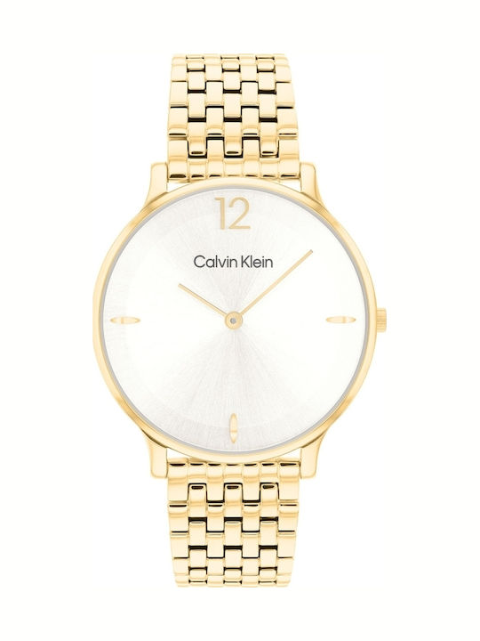 Calvin Klein Luxe Ceas Dama 34mm Cu Baterie Cu Brățară Din Metal Auriu