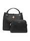 Set Damen Schultertasche Schwarz