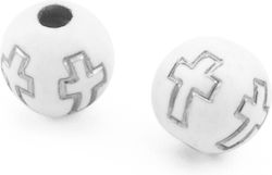 Acryl Perlen Kreuz 8mm Ø1.5mm Weiß Silber Verpa...