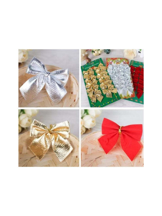 Christmas Bows 6x6cm 12 Pieces 3 Silver Colors