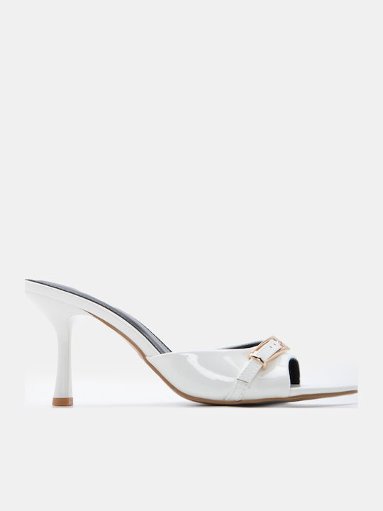 Luigi Patent Leather Mules With High Heel In Wh...