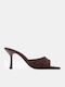 Suede Damen Pantoletten mit Hoch Absatz in Brauner Farbe