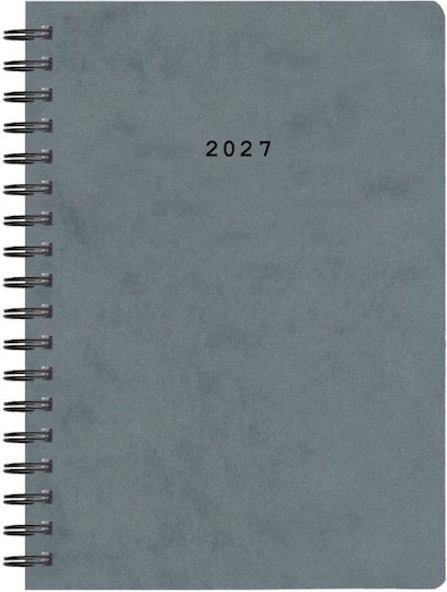 Next Daily Agenda Prespan 2027 Сив Спирала 14x21см (с Персонализация)