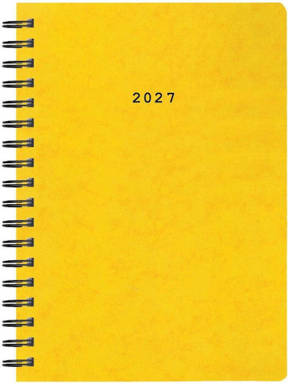 Next Daily Agenda Prespan 2027 Yellow Spiral 14x21cm (with Personalization)