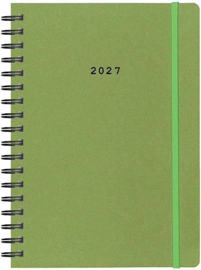 Next Дневна Агенда Natural 2027 Зелена Спирала 14x21см.