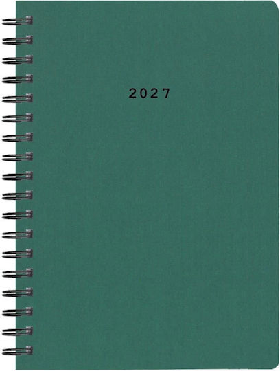 Next Дневна Програма Classic 2027 Зелен Спирала 14x21см. (с Персонализация)